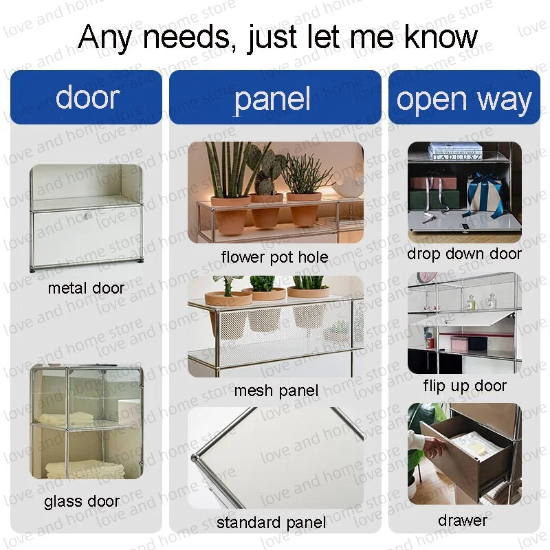 Modular DIY Metal TV Stand Cabinet Storage