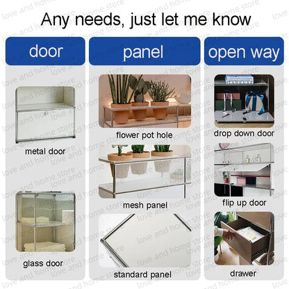 Modular DIY Metal TV Stand Cabinet Storage