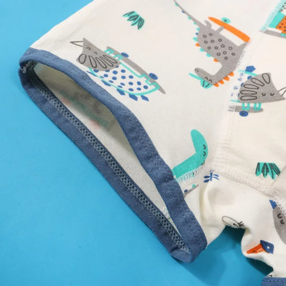 4Pcs Cute Dinosaur Boys Cotton Antibacterial Breathable Underwear