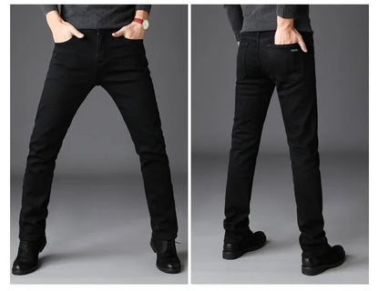 Stretch Black Biker Denim Mens Comfortable Jeans