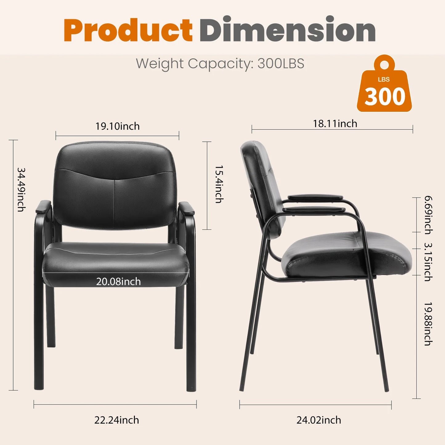 Pu Leather Office Waiting Room Guest Chair