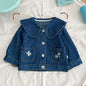 2 Pcs Lapel Denim Baby Girl Romper Set