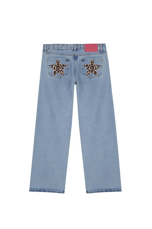 High Waist Street Unisex Fashion Printed Casual Jeans