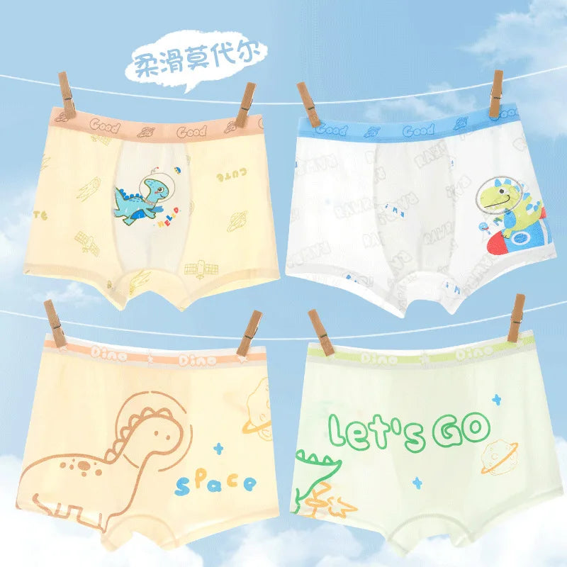 4PCS Mesh Breathable Boy Comfort Antibacterial Cartoon  Underwear
