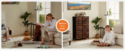 10 Fabric Drawers Wardrobe Steel Frame Closet Storage