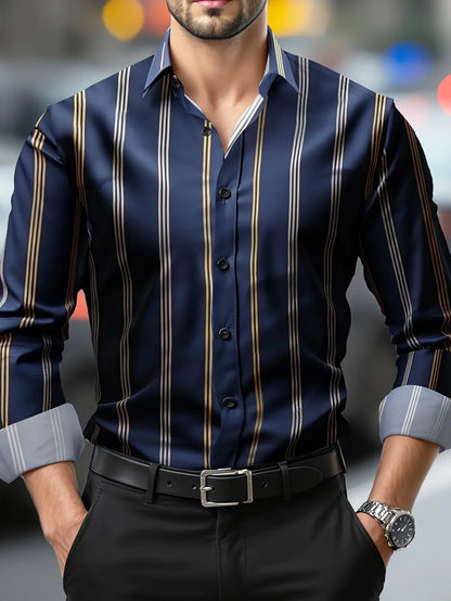 Mens Fashion Long Sleeve Casual Dress Shirt