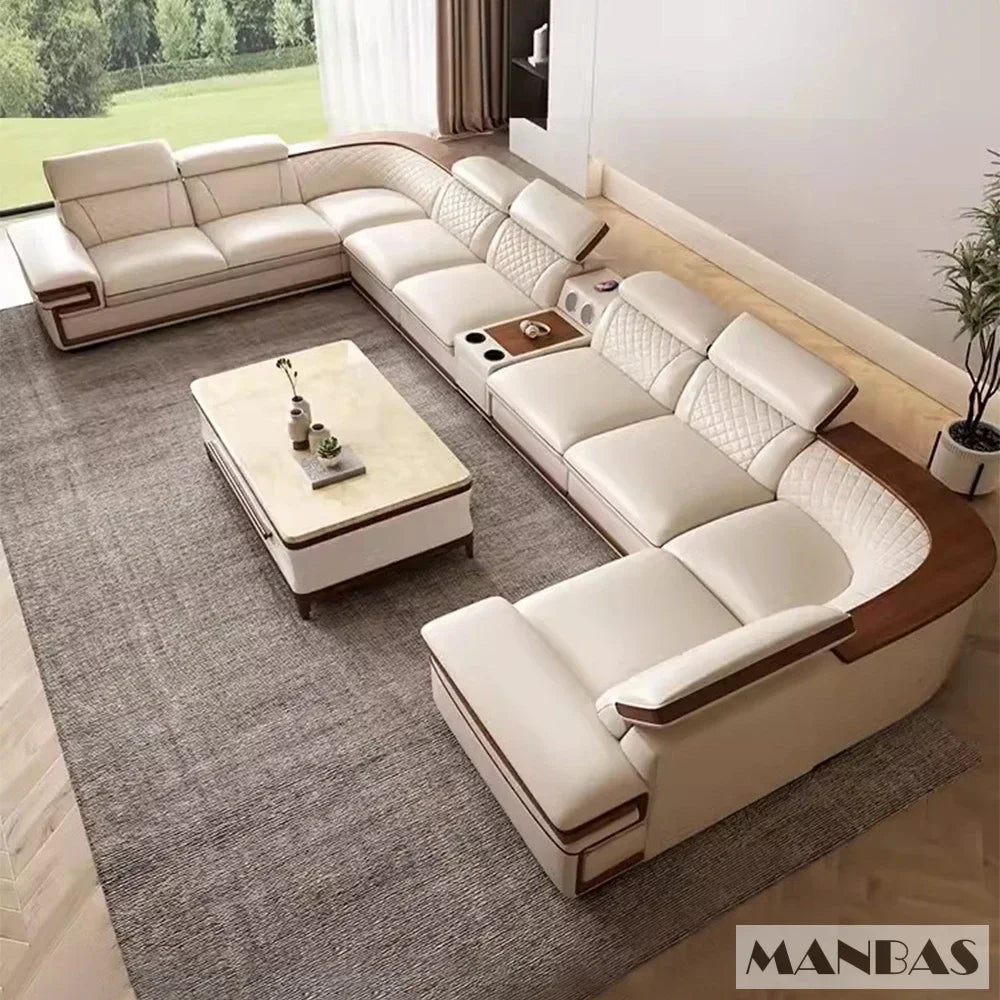 Genuine Leather Sofa Set for Living Room