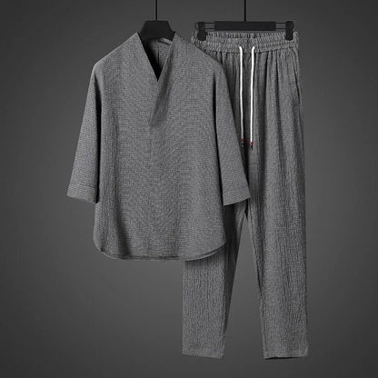 2 Pcs Mens Fashion Trend Solid Color Loose Sport