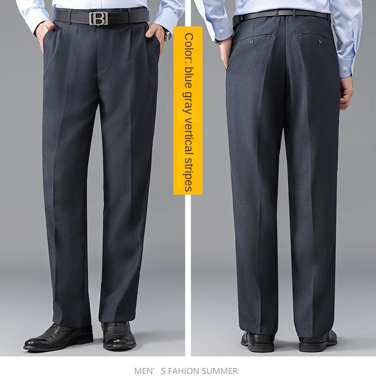 Double Pleated Mens British Pants High Waist