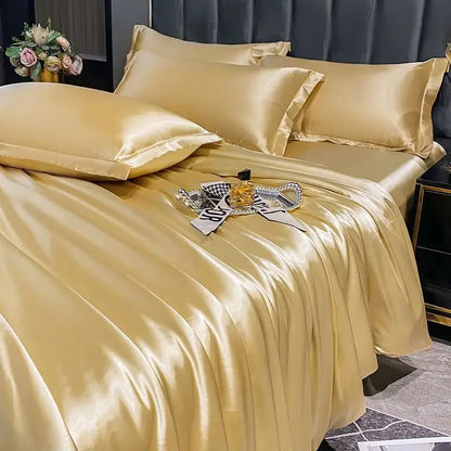 Silk Duvet Cover Bed Sheet Pillowcase Luxury