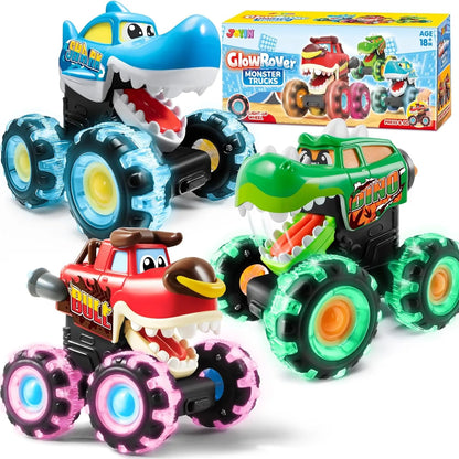 3 Pack Monster Truck Motion Activated Light-Up Cars