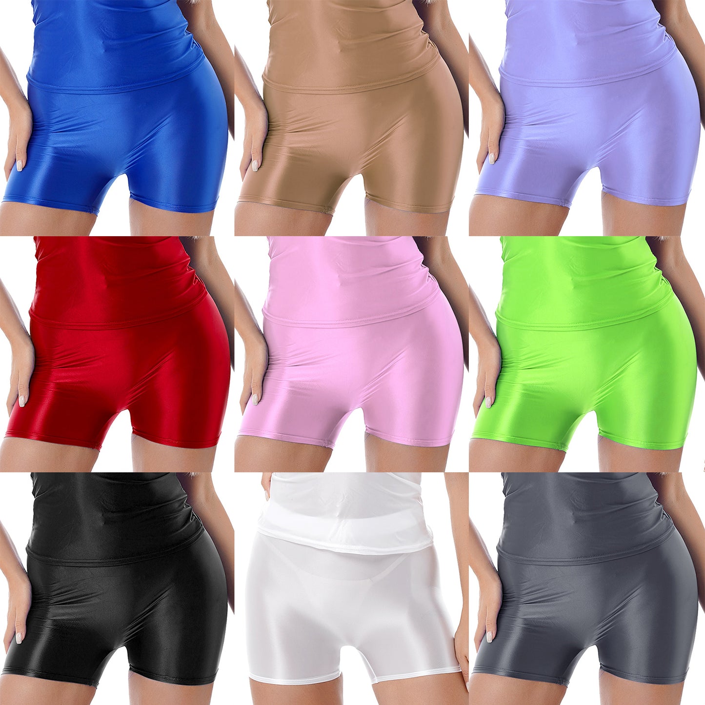 Glossy Womens Mid Waist Gym Fitness Yoga