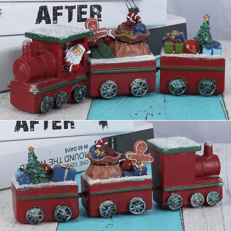 Train Christmas Resin Statue Home Decor Sculpture