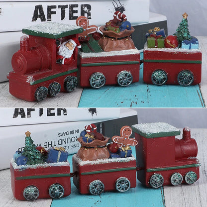 Train Christmas Resin Statue Home Decor Sculpture