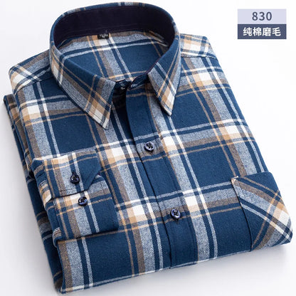 Flannel Plaid Long Sleeve Turn-down Shirts