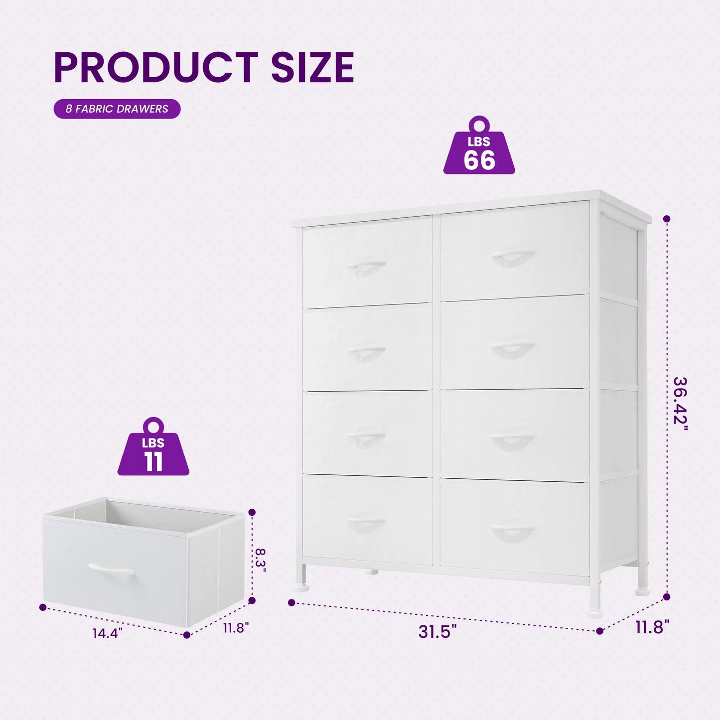 8 Fabric Drawers Storage Cabinet Steel Frame Assembly