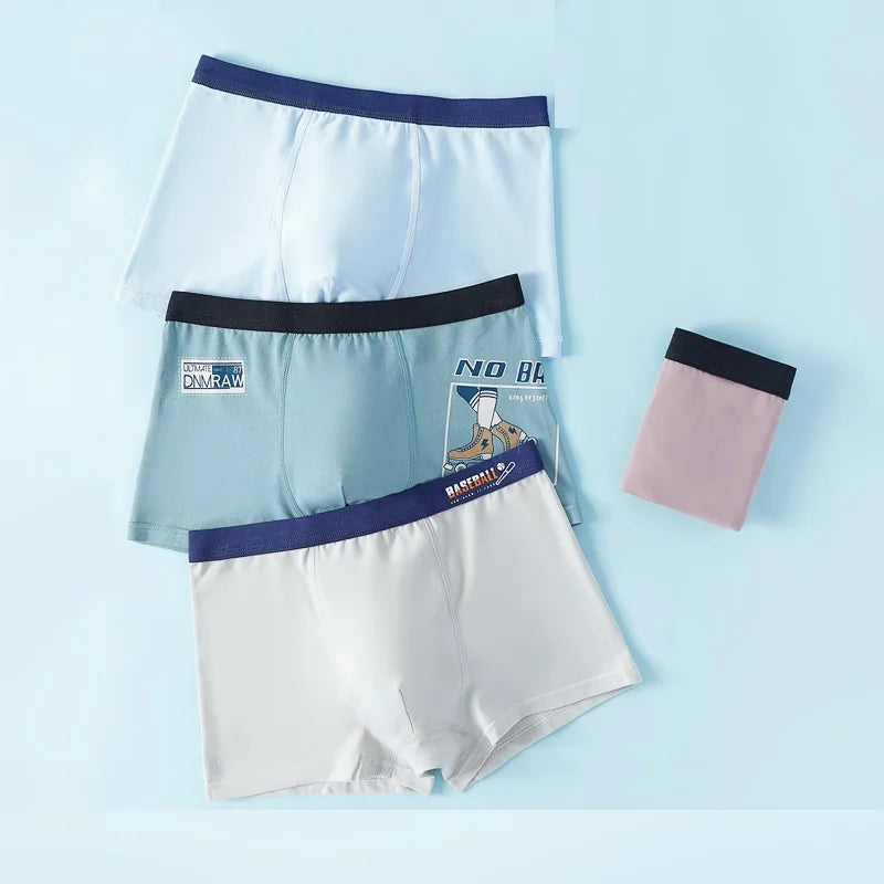 4 Pcs New young boys Underwear Boxer Briefs Teenager