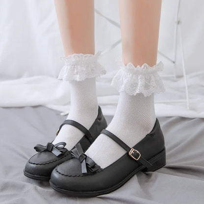 1 Pair Woman Lace Cotton Sweet Ruffle Socks