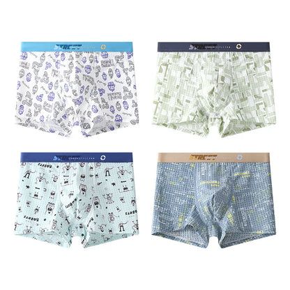 4PCS Teens Boy Mesh Breathable Antibacterial Underwear
