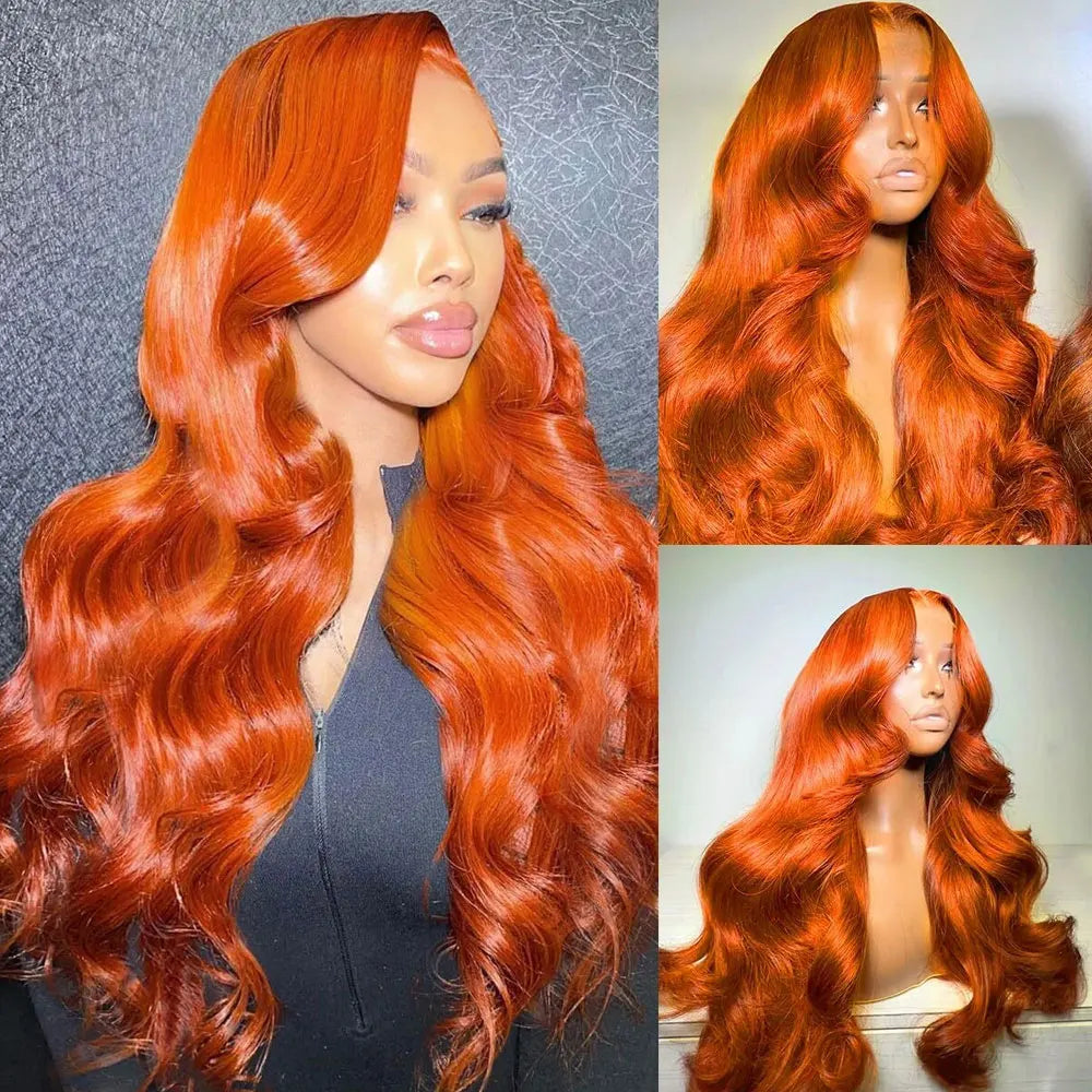 Body Wave Orange Ginger Lace Front Wigs