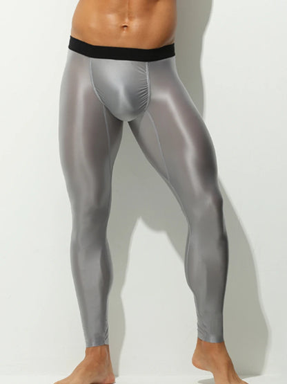 Glossy Men's Tight Fitness Running Sweatpants Leggings