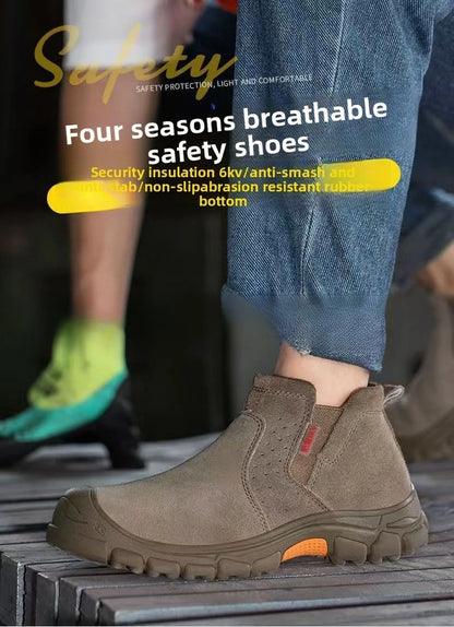 Anti Smashing Steel Toe Insulated Shoes, Breathable Suede