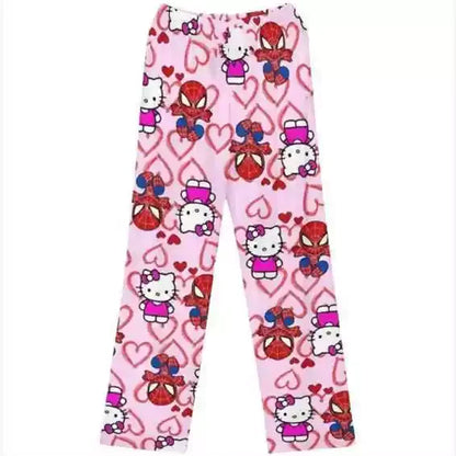 Women/Men Hello Kitty Spider-Man Cotton Loose Pajama Pants