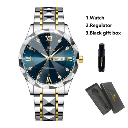 Diamond Luxury Night Glow Double Calendar Quartz