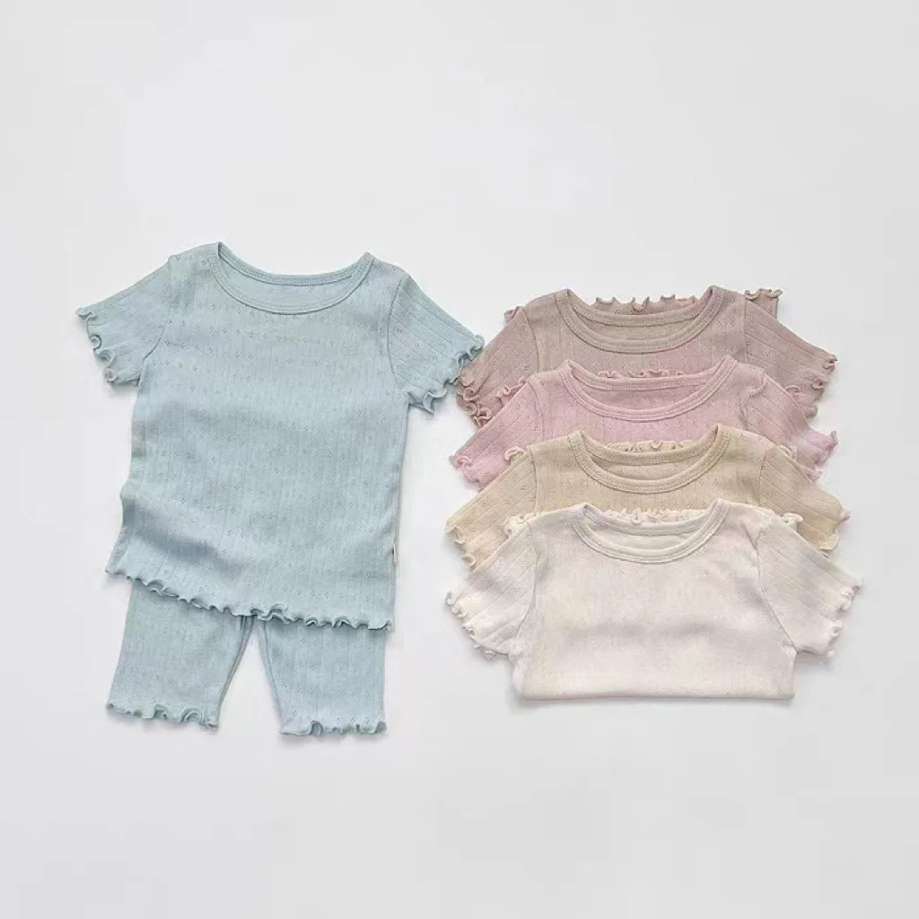 2 Pcs Cotton Breathable Clothes Set Infant Short Sleeve