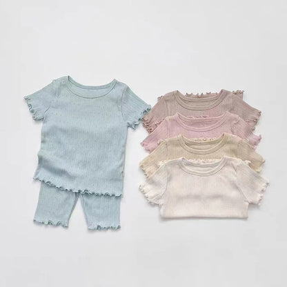 2 Pcs Cotton Breathable Clothes Set Infant Short Sleeve