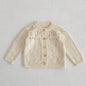 Girls Solid Color Knitted Cardigan Long Sleeves