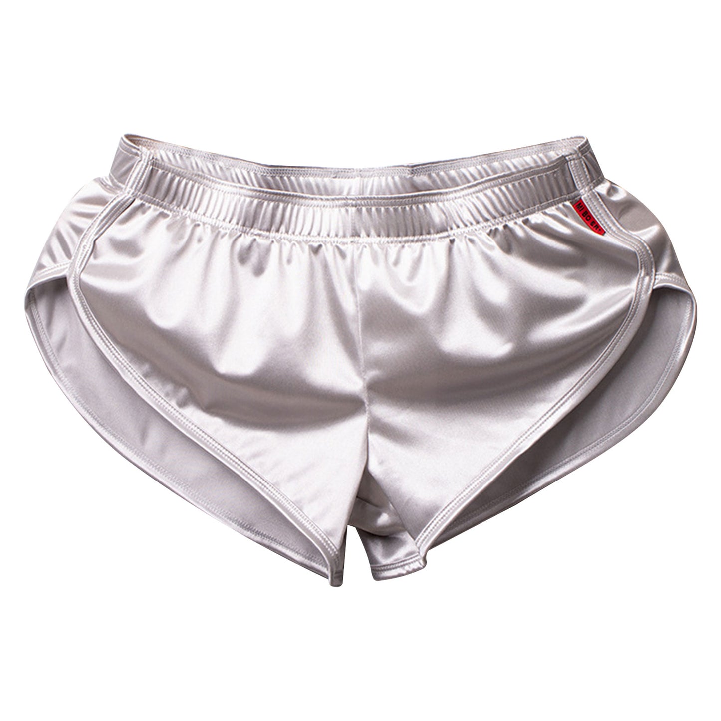 Men Side Split Satin Shorts Built-in Bulge