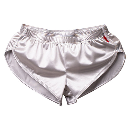 Men Side Split Satin Shorts Built-in Bulge