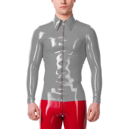 Mens Fashion Zipper Long Sleeve Jacket Turn-down Collar