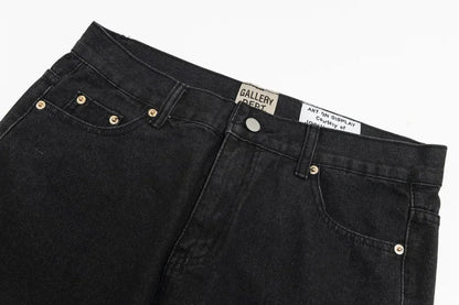Retro Washed Spliced Denim High Brand Jeans