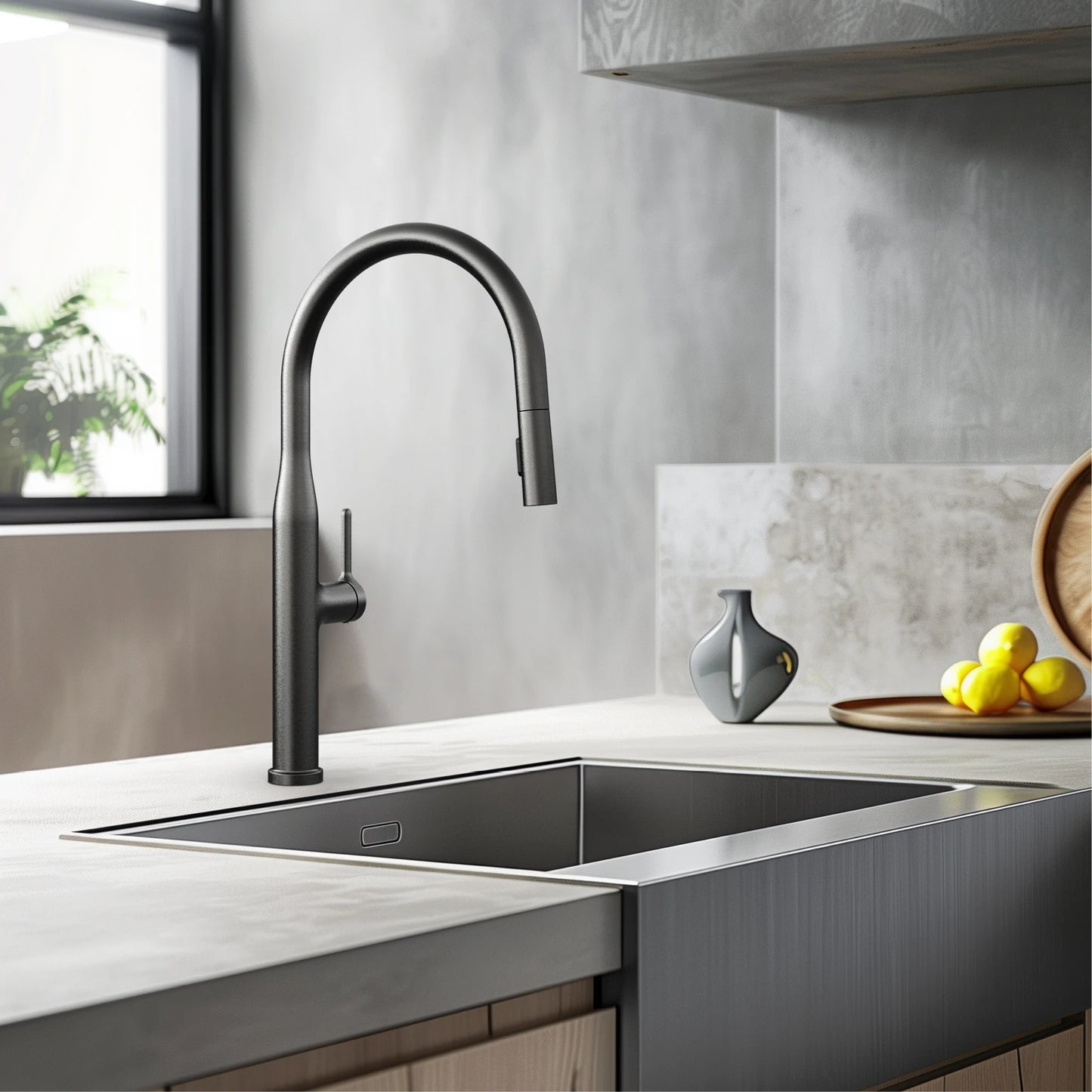 Luxury Brushed Gold Brass Pull Out Kitchen Faucet