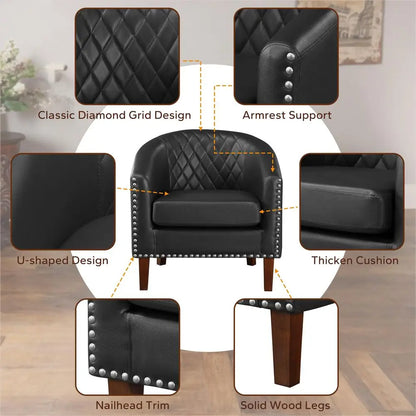 Set of 2 Comfy Barrel Accent Living Room Club Chair