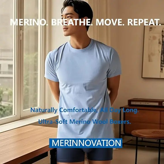 Men Merino Wool Boxer Briefs Soft Breathable