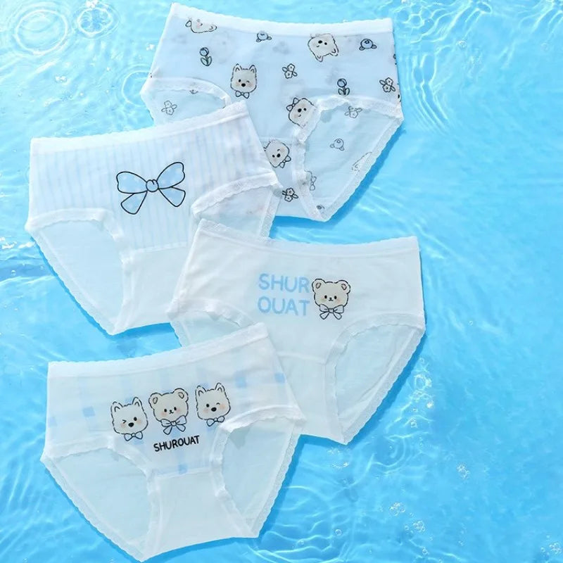 4PCS Girls Cool Breathable Comfort Briefs Cartoon