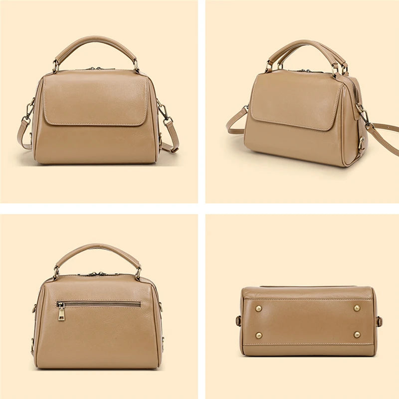 Genuine Leather Boston Tote Handbags For Women