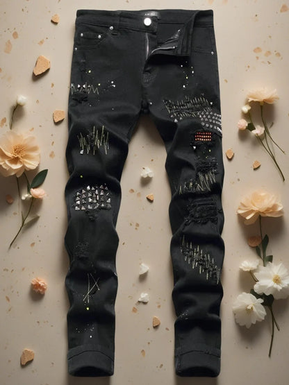 Men's Ripped Jeans Casual Slim Stretch Denim