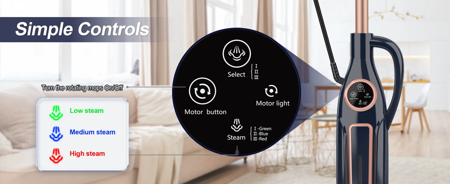 Steam Mop Cleaner with Rotating Mop Pad