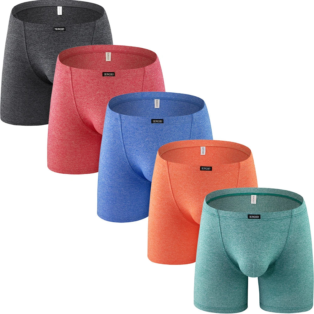 Men's Long Leg Boxer Briefs Sexy Bulge Trunks