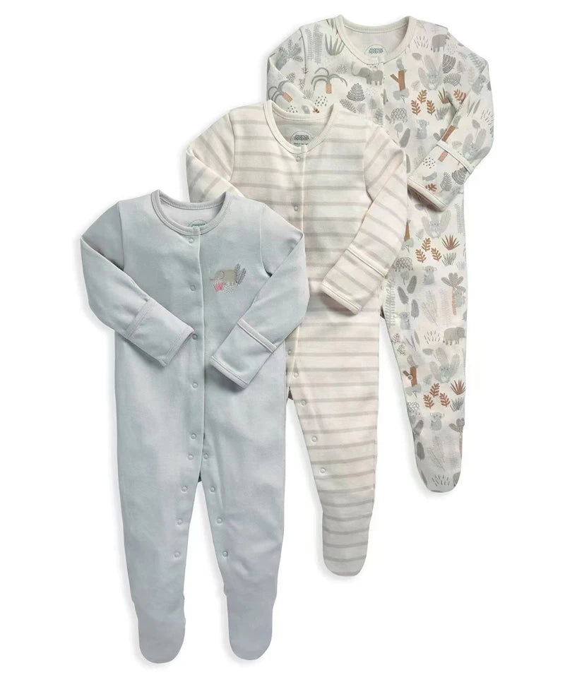100% Cotton 3 Pcs Boys/Girls Romper Pajamas Jumpsuit