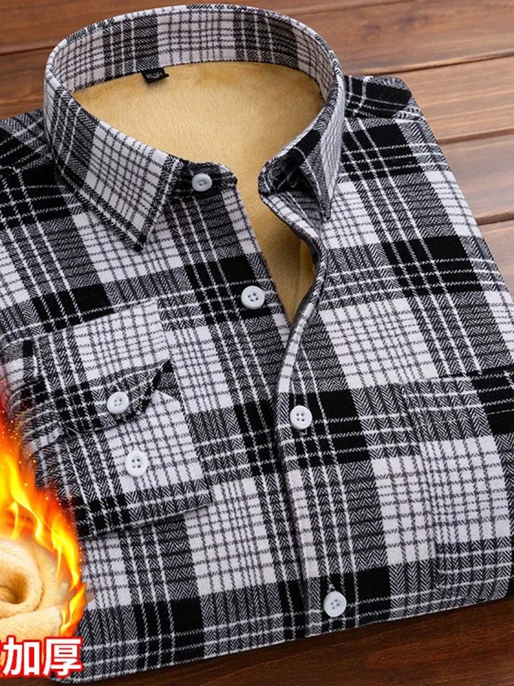 American Vintage Thickened Warm Plaid Shirt Mens