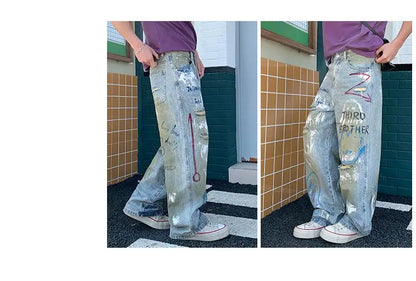 Men, Straight Loose Wide-Leg Trendy Brand
