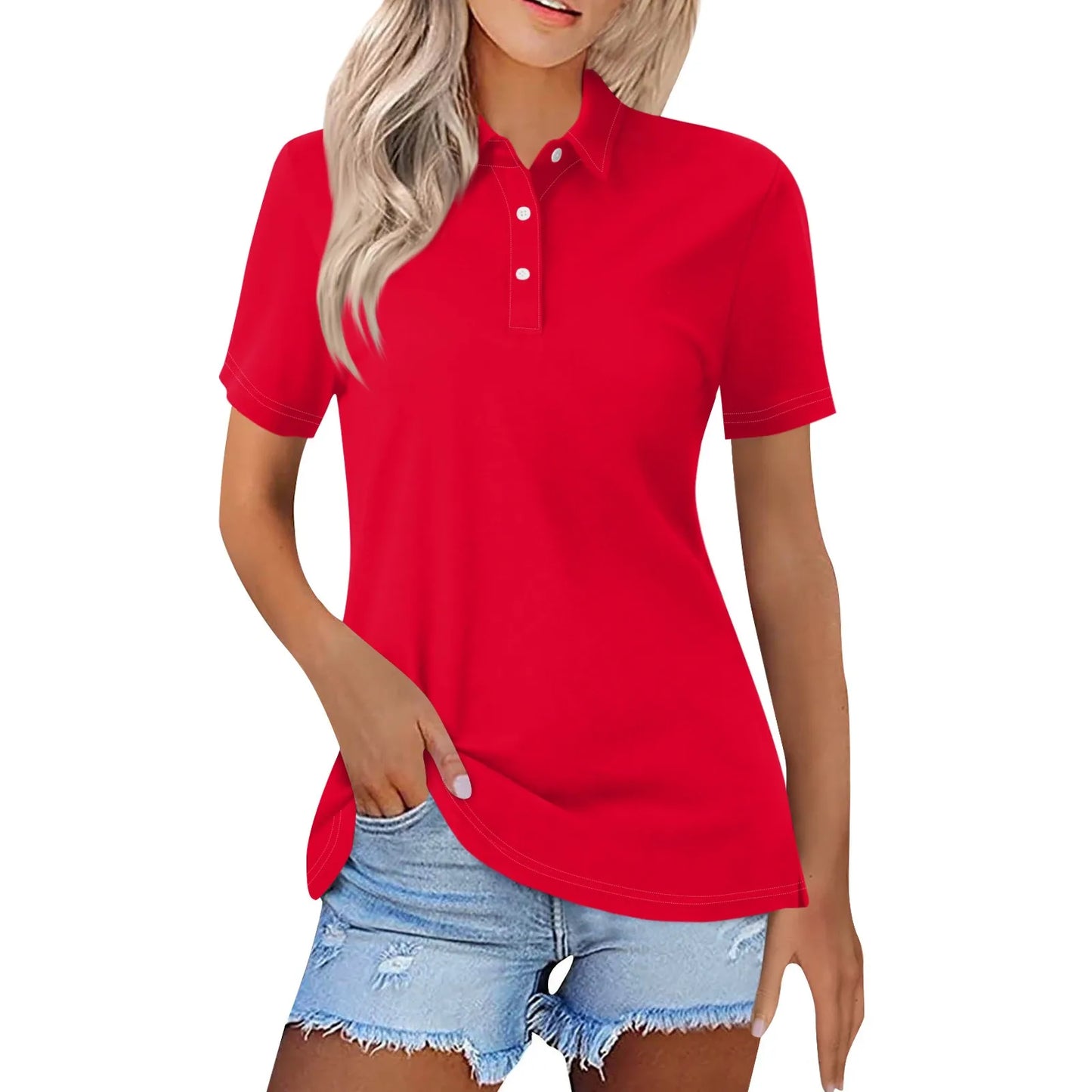 Women's Casual Button Short-Sleeved Breathable Tops