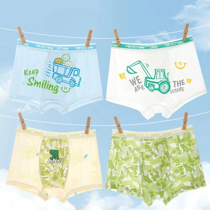4PCS Mesh Breathable Boy Comfort Antibacterial Cartoon  Underwear