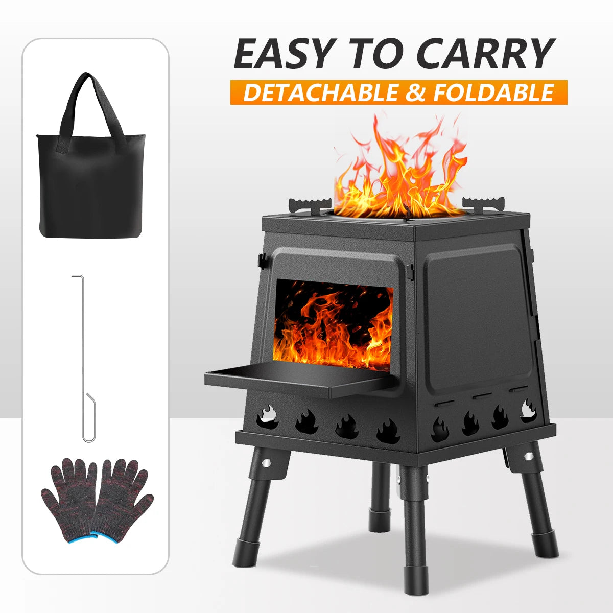 Wood Burning Camp Stove Portable Cast Iron