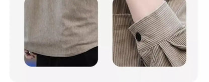 Men's Corduroy Textured Fleece Lining Thermal Coat